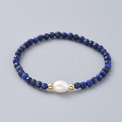 Natural Lapis Lazuli(Dyed) Beads Stretch Bracelets BJEW-JB04676-02-1