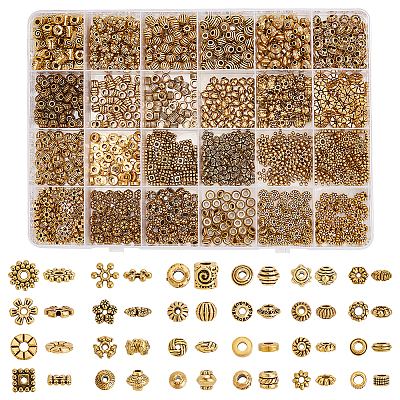 1200Pcs 24 Styles Tibetan Style Alloy Beads Sets TIBEB-PH0005-10-1