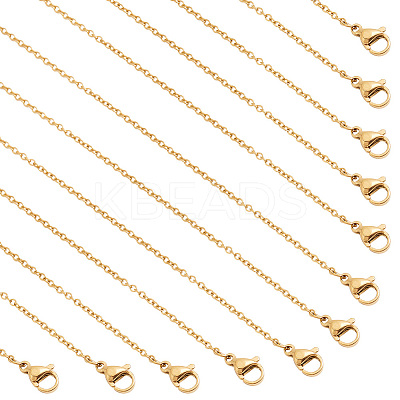 20Pcs Ion Plating(IP) 304 Stainless Steel Cable Chain Necklaces Set MAK-NB0001-24-1
