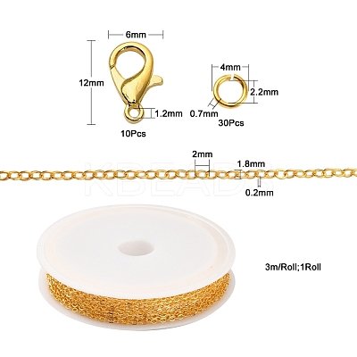 DIY 3m Brass Cable Chain Jewelry Making Kit DIY-YW0005-74G-1