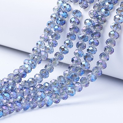 Electroplate Transparent Glass Beads Strands X-EGLA-A034-T6mm-Y02-1