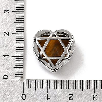 Brass Pave Natural Tiger Eye Heart Multi-Strand Links G-B149-13P-06-1