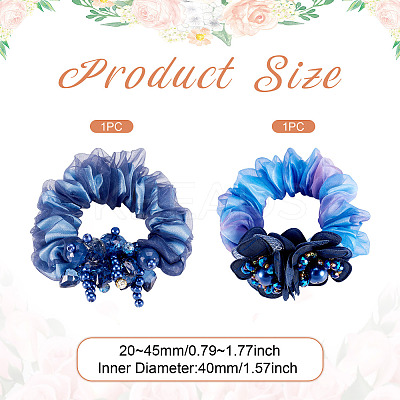 2Pcs 2 Colors Chic Solid Color French Satin Pigtail Hair Tie for Elegant Hairstyles OHAR-TA0001-11-1