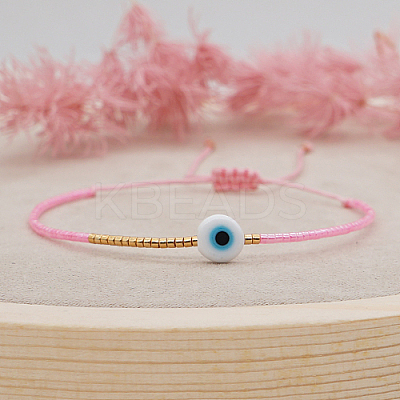 Adjustable Lanmpword Evil Eye Braided Bead Bracelet LS-ZW2937-14-1