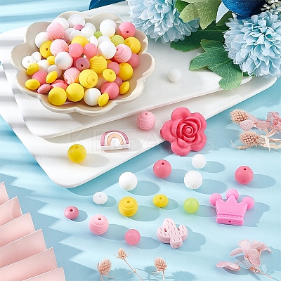 16 Style Food Grade Eco-Friendly Silicone Beads SIL-PH0001-08-1