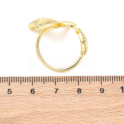 Brass Micro Pave Clear Cubic Zirconia Cuff Rings for Women RJEW-U047-20G-1