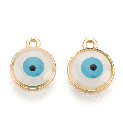 Epoxy Resin Enamel Evil Eye Charms RESI-T045-031B-06-1