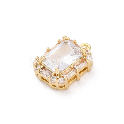 Brass Micro Pave Clear Cubic Zirconia Pendants KK-Z084-09G-02-1