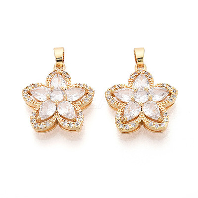 Brass Micro Pave Cubic Zirconia Pendants KK-N272-07G-1