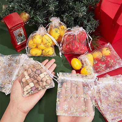 ChristmasSsnowflake Organza Gift Bags OP-WH0012-03-1