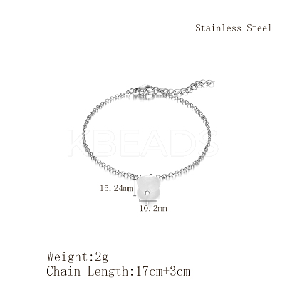 Simple Natural Rose Quartz Heart Charm Bracelets GL4728-1-1