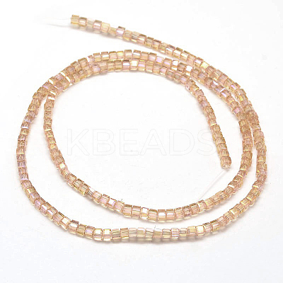 Faceted Cube Full Rainbow Plated Transparent Electroplate Glass Beads Strands X-EGLA-J133-FR07-1