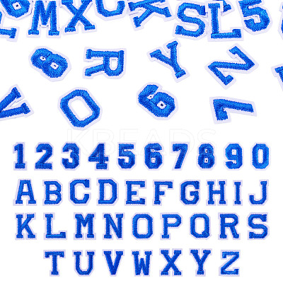 36Pcs 2 Sets 2 Styles Letter A~Z & Number 0~9 Polyester Embroidery Sew On Patches Sets PATC-TA0001-55E-1