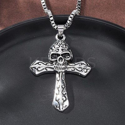 Tibetan Style Zinc Alloy Viking Pendant Necklaces NJEW-Z062-01AS-01-1
