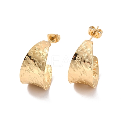 Ion Plating(IP) 304 Stainless Steel Chunky C-shape Stud Earrings EJEW-P198-08G-1