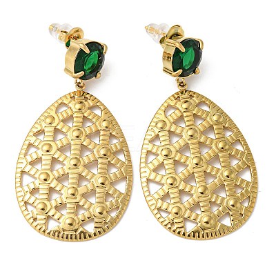 Ion Plating(IP) 304 Stainless Steel Teardrop Dangle Stud Earrings EJEW-K269-09G-1