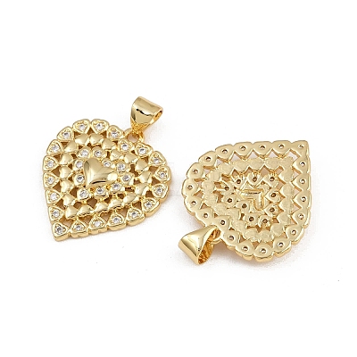Brass Micro Pave Clear Cubic Zirconia Pendants ZIRC-I367-13G-12-1