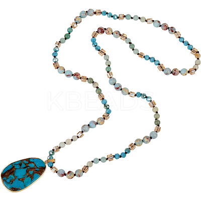 Dyed Synthetic Imperial Jasper Teardrop Pendant Necklaces NJEW-WH20816-003-1