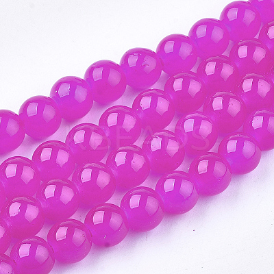 Baking Paint Imitation Jade Glass Round Bead Strands DGLA-Q021-8mm-04-1