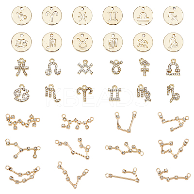 DIY Twelve Constellation Alloy Rhinestone Connector Charms & Pendants Jewelry Making Findings Kits DIY-AR0004-13-1