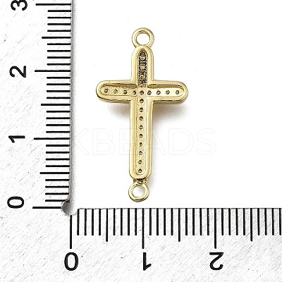Brass Clear Cubic Zirconia Cross Connector Charms LS-ZIRC-I070-003G-1
