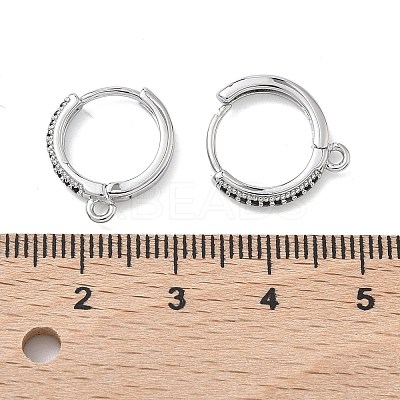 SHEGRACE Brass Micro Pave Clear Cubic Zirconia Hoop Earrings Findings XGR0154P-96P-1