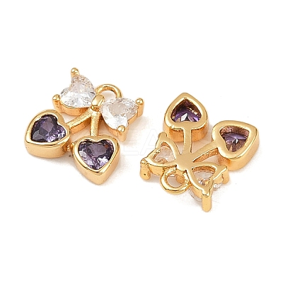Brass Micro Pave Cubic Zirconia Charms KK-F906-11G-02-1