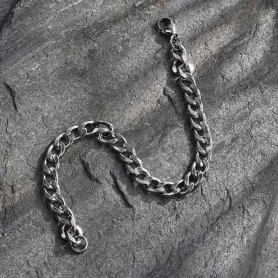 Tarnish Resistant Unisex 304 Stainless Steel Curb Chain/Twisted Chain Bracelets X-STAS-D0002-40P-1