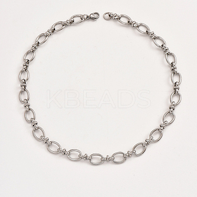 Non-Tarnish 201 Stainless Steel Oval Link Chain Necklacces MF4965-2-1