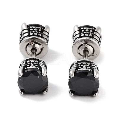 316 Surgical Stainless Steel Pave Black Cubic Zirconia Ear False Plugs for Women Men EJEW-Z050-42AS-1