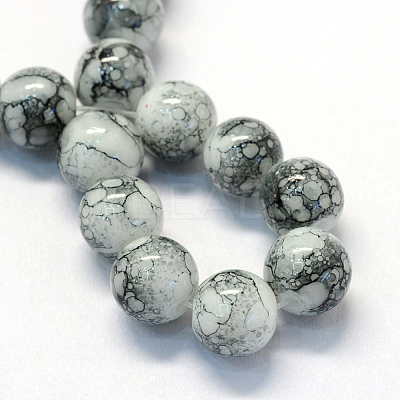 Baking Paint Glass Round Bead Strands DGLA-Q019-8mm-42-1