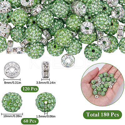 DIY Round Polymer Clay Rhinestone & Rhinestone Rondelle Spacer Beads Jewelry Making Findings Kits DIY-SC0027-50D-1