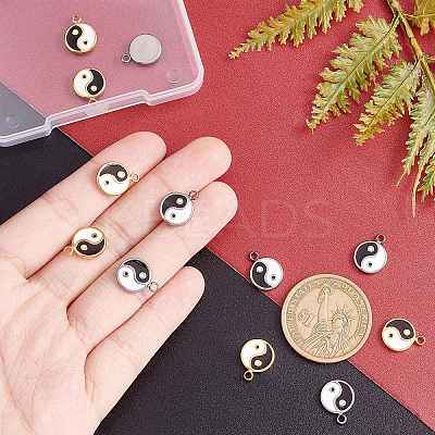 12Pcs 2 Colors Fashion 304 Stainless Steel Enamel Charms STAS-UN0035-98-1