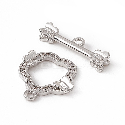 Brass Micro Pave Clear Cubic Zirconia Toggle Clasps KK-K271-28P-1