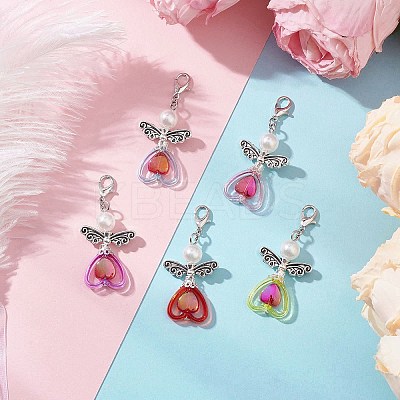 ABS Plastic Imitation Pearl & Transparent Acrylic Pendants Decorations HJEW-JM03603-01-1