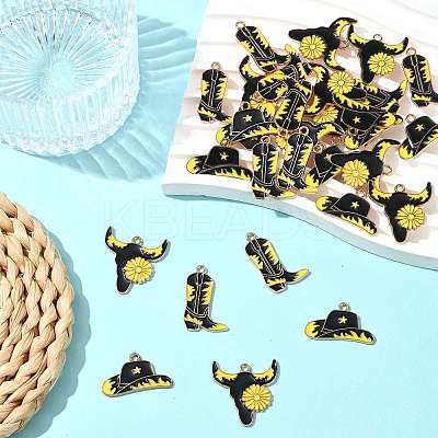30Pcs 3 Styles Western Cowboy Theme Alloy Enamel Pendants ENAM-FS0003-89-1