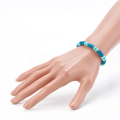 Handmade Polymer Clay Heishi Beaded Stretch Bracelets BJEW-JB06138-1