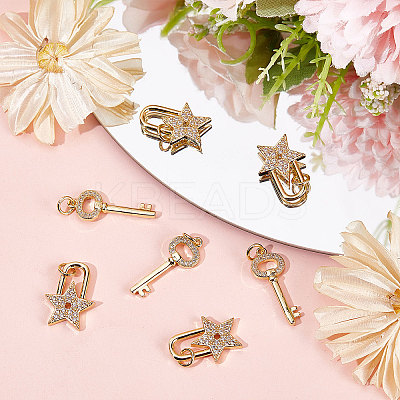 12Pcs 2 Style Brass Micro Pave Clear Cubic Zirconia Beads Pendant KK-BBC0002-96-1