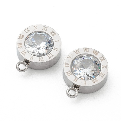 304 Stainless Steel Rhinestone Charms X-STAS-Z009-17P-1