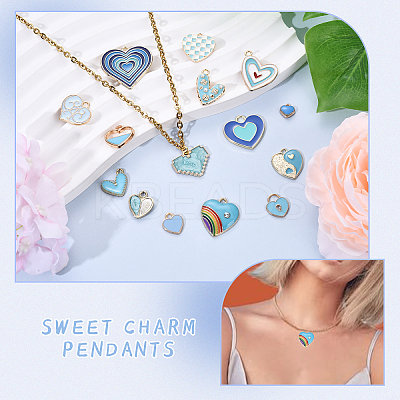 30Pcs 15 Styles Alloy Enamel Pendants ENAM-YW0004-18-1