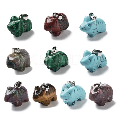 Natural & Synthetic Mixed Gemstone Pendants G-B068-10P-1