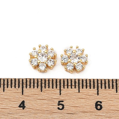 Brass Micro Pave Clear Cubic Zirconia Cabochons KK-P302-13G-1