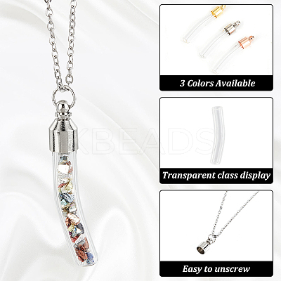6 Set 3 Colors Transparent Glass Vial Pendant Normal Link Connectors GLAA-PH0002-31-1