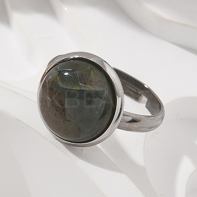Half Round Natural Indian Agate Finger Rings RJEW-M062-01P-22-1