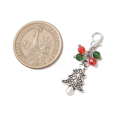 5Pcs Christmas Tibetan Style Alloy Pendant Decorations HJEW-JM04474-1
