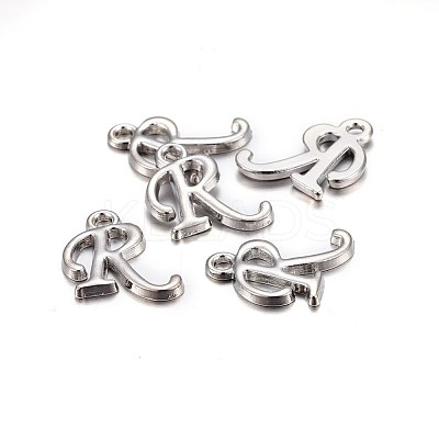 Platinum Plated Alloy Letter Pendants PALLOY-J718-01P-R-1