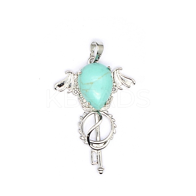 Synthetic Turquoise Teardrop Pendants PW-WG60016-14-1