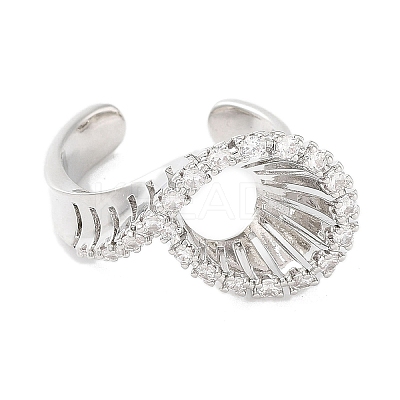 Rack Plating Brass Micro Pave Cubic Zirconia Cuff Rings RJEW-D025-12P-1