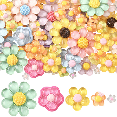 200Pcs 5 Styles Transparent Resin Cabochons CRES-SP0001-10-1