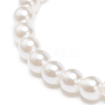 ABS Plastic Imitation Pearl Beaded Stretch Bracelet with Alloy Enamel Charms for Kids BJEW-JB08524-01-1
